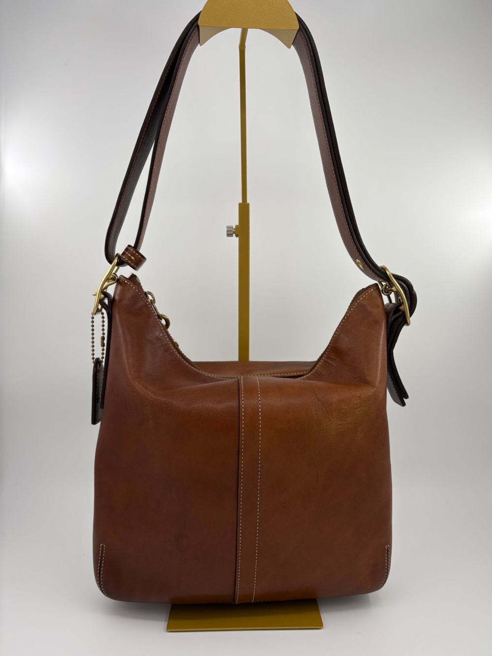 Coach Brown Leather Shoulder Bag with Gold Hardware